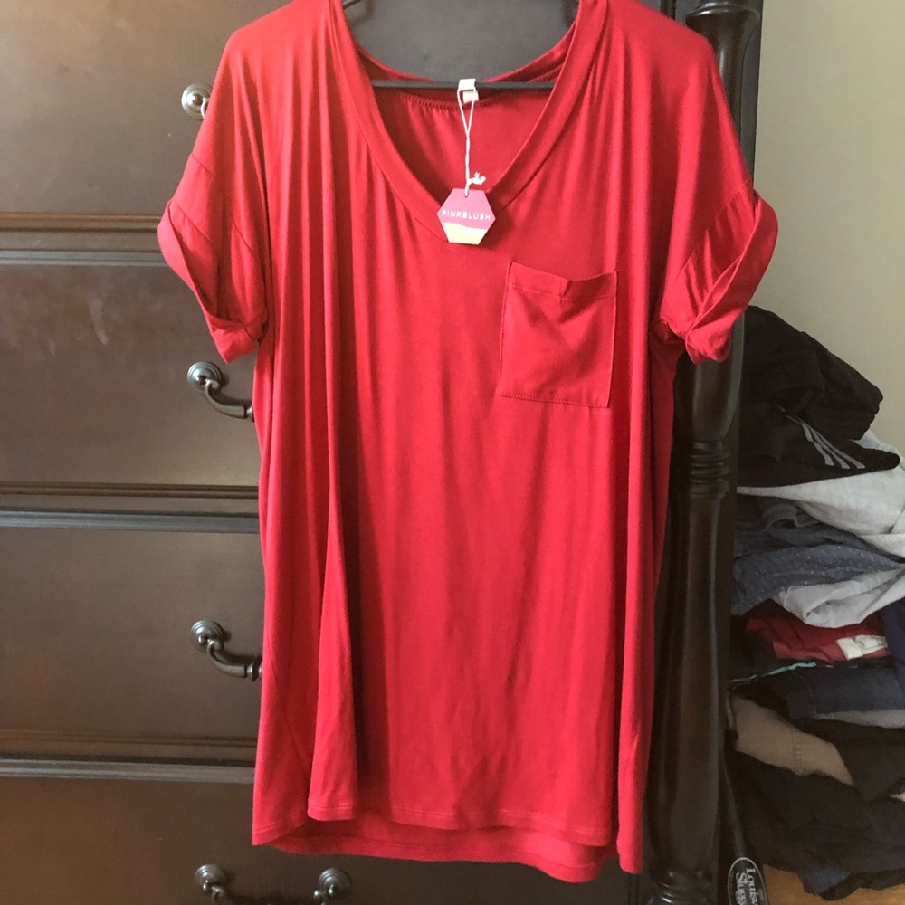 Maternity- Pink Blush Red T-Shirt